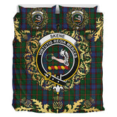 Skene 01 Tartan Crest Bedding Set - Golden Thistle Style